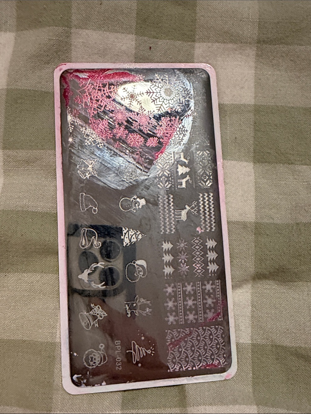 Pink Trim Holiday Nail Stamping Plate